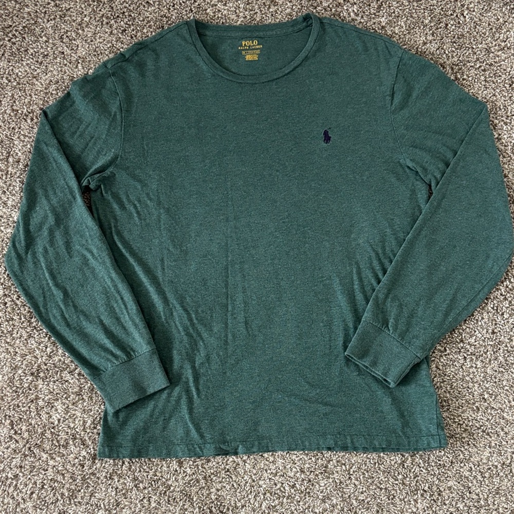 Polo by Ralph Lauren Men's Forest Green Long Sleeve Tee 100% Cotton Size M